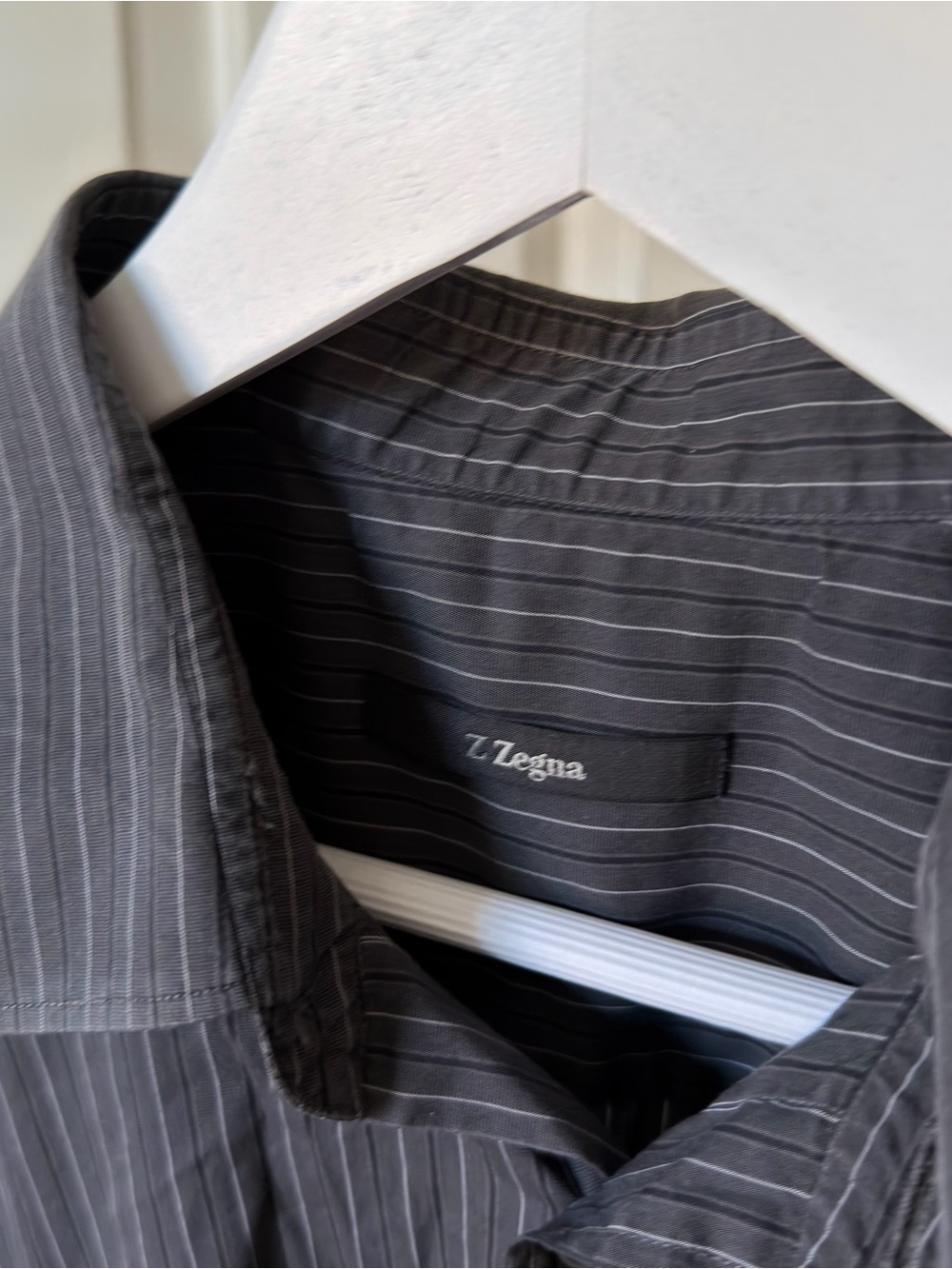 Z Zegna Men's Gray Pinstripe Button-Down Shirt